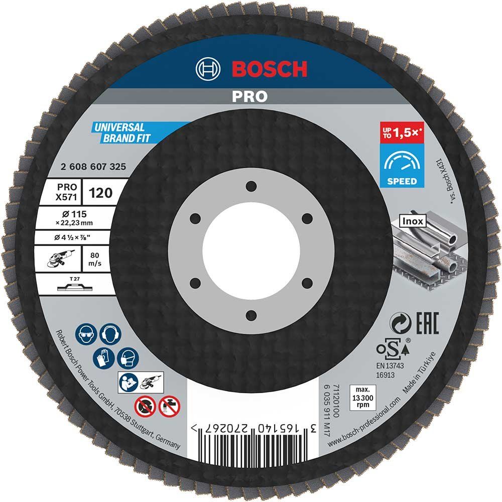Bosch PRO X571 Best for Metal Straight Flap Disc 115mm 120g Pack of 1 - Image 1