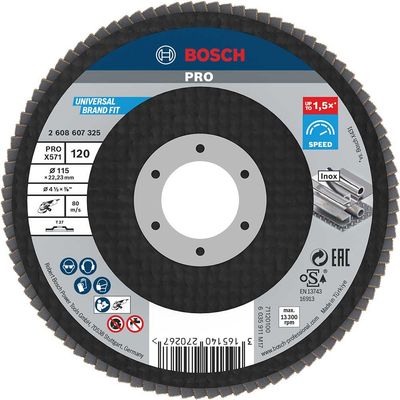 Bosch PRO X571 Best for Metal Straight Flap Disc 115mm 120g Pack of 1