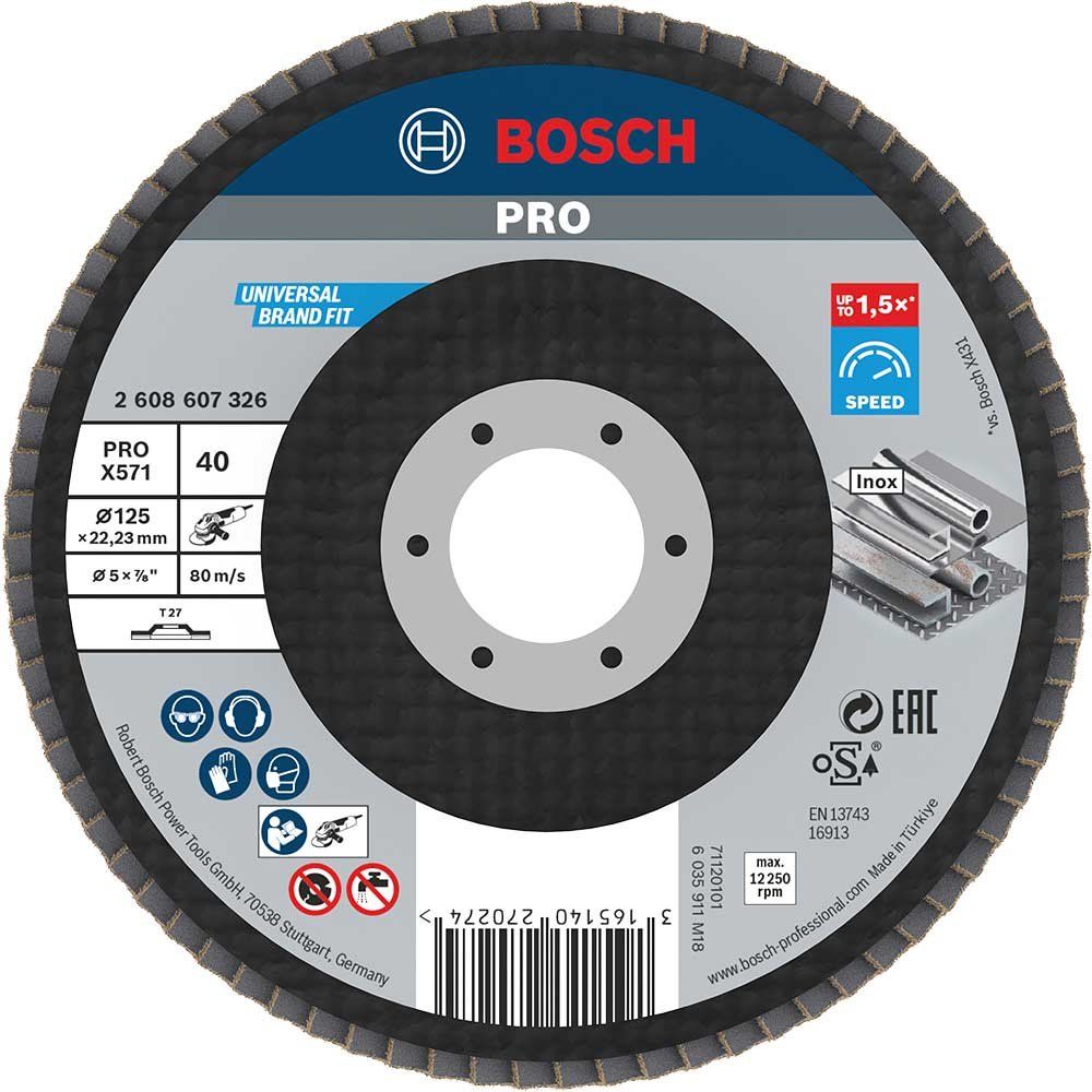 Bosch PRO X571 Best for Metal Straight Flap Disc 125mm 40g Pack of 1 - Image 1
