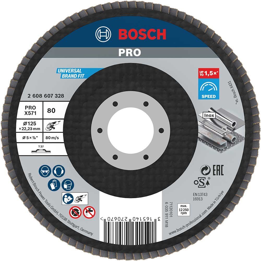Bosch PRO X571 Best for Metal Straight Flap Disc 125mm 80g Pack of 1 - Image 1