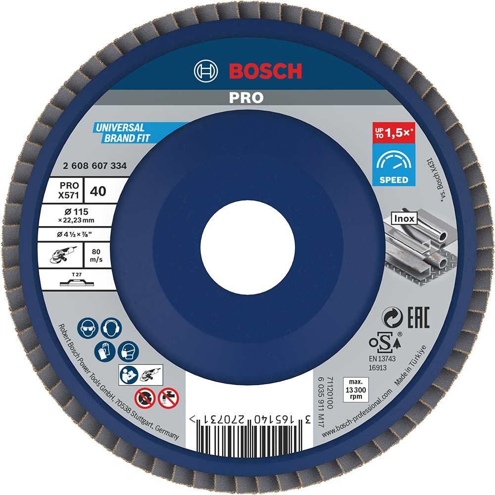 Bosch PRO X571 Best for Metal Straight Flap Disc 115mm 40g Pack of 1 - Image 1