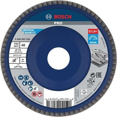 Bosch PRO X571 Best for Metal Straight Flap Disc 115mm 40g Pack of 1
