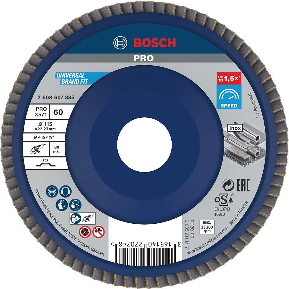 Bosch PRO X571 Best for Metal Straight Flap Disc 115mm 60g Pack of 1 - Image 1