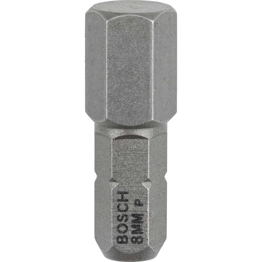 Bosch Hex Extra Hard Screwdriver Bit Hex 8mm 25mm Pack of 3 - Image 1