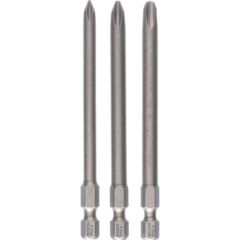 Bosch 3 Piece 89mm Long Phillips Screwdriver Bit Set - Image 1