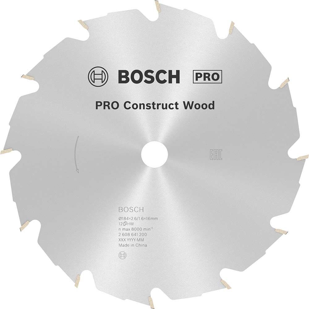 Bosch PRO Construct Wood Cutting Saw Blade 184mm 12T 16mm - Image 1
