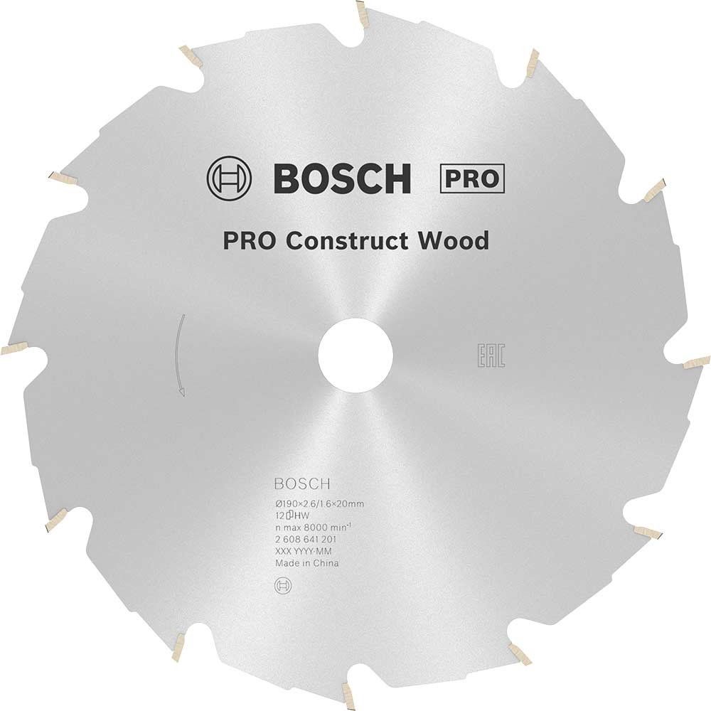 Bosch PRO Construct Wood Cutting Saw Blade 190mm 12T 20mm - Image 1