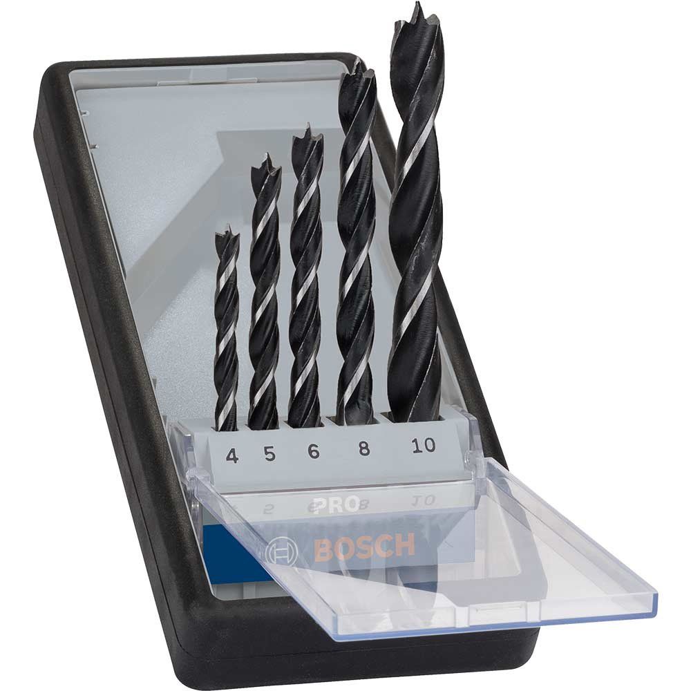 Bosch PRO 5 Piece Brad Point Wood Drill Bit Set - Image 1
