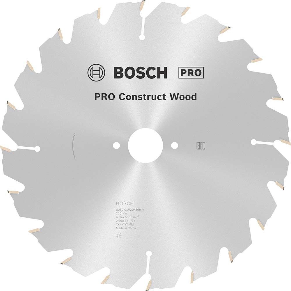 Bosch PRO Construct Nail Proof Wood Cutting Table Saw Blade 250mm 20T 30mm - Image 1