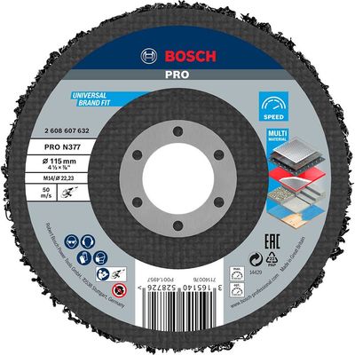 Bosch PRO N377 Surface Cleaning Fleece Strip Disc 115mm Pack of 1
