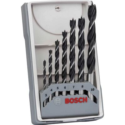 Bosch PRO 7 Piece Brad Point Wood Drill Bit Set