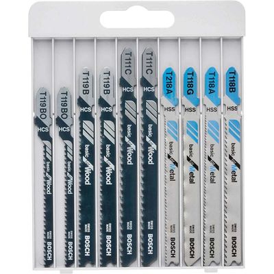 Bosch 10 Piece Wood and Metal Cutting Jigsaw Blade Set