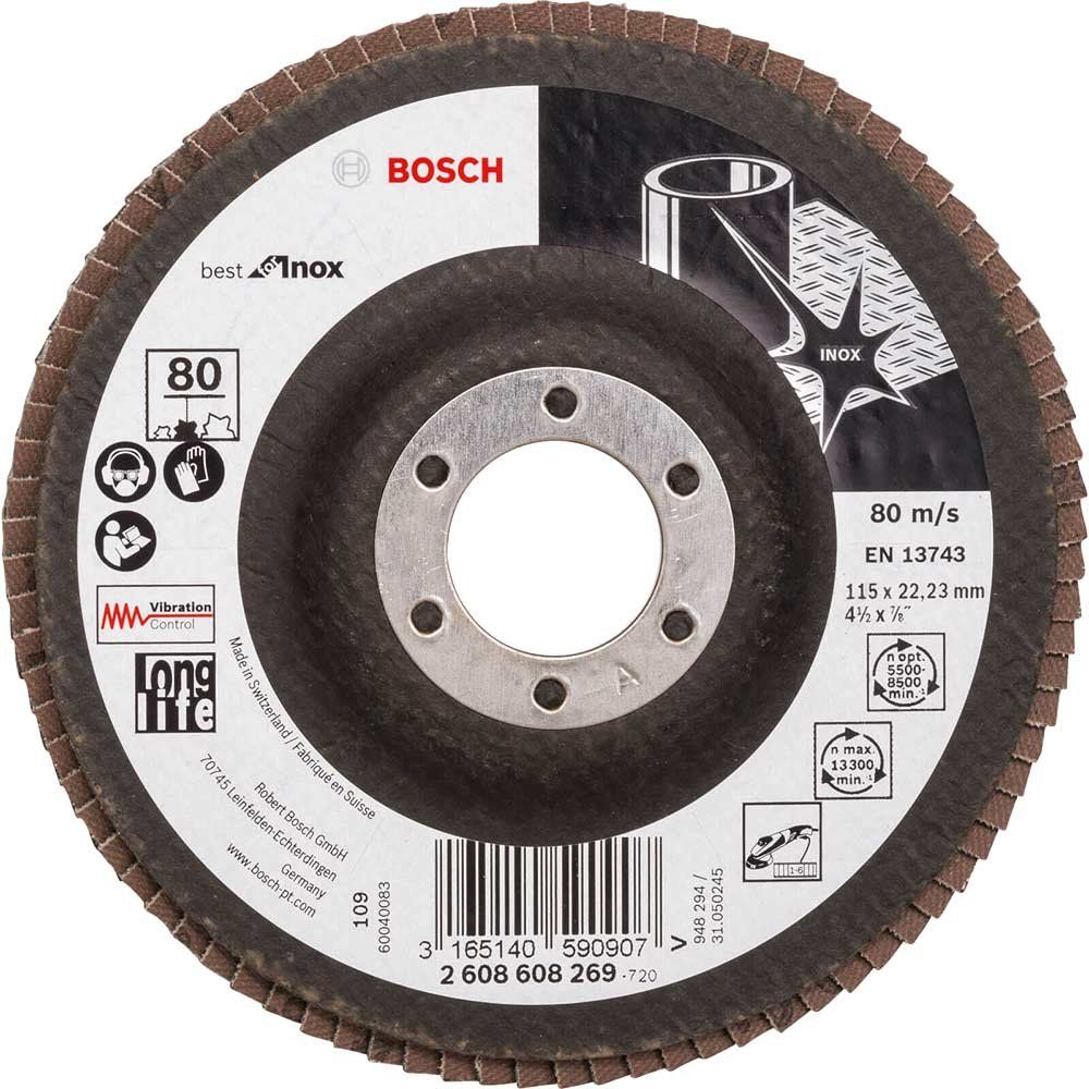 Bosch X581 Best for Inox Straight Flap Disc 115mm 80g Pack of 1 - Image 1