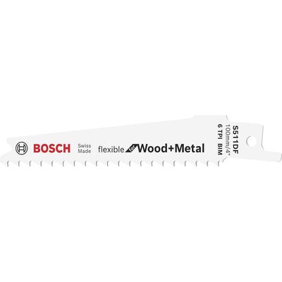 Bosch S511DF Flexible Wood and Metal Cutting Reciprocating Sabre Saw Blades Pack of 5