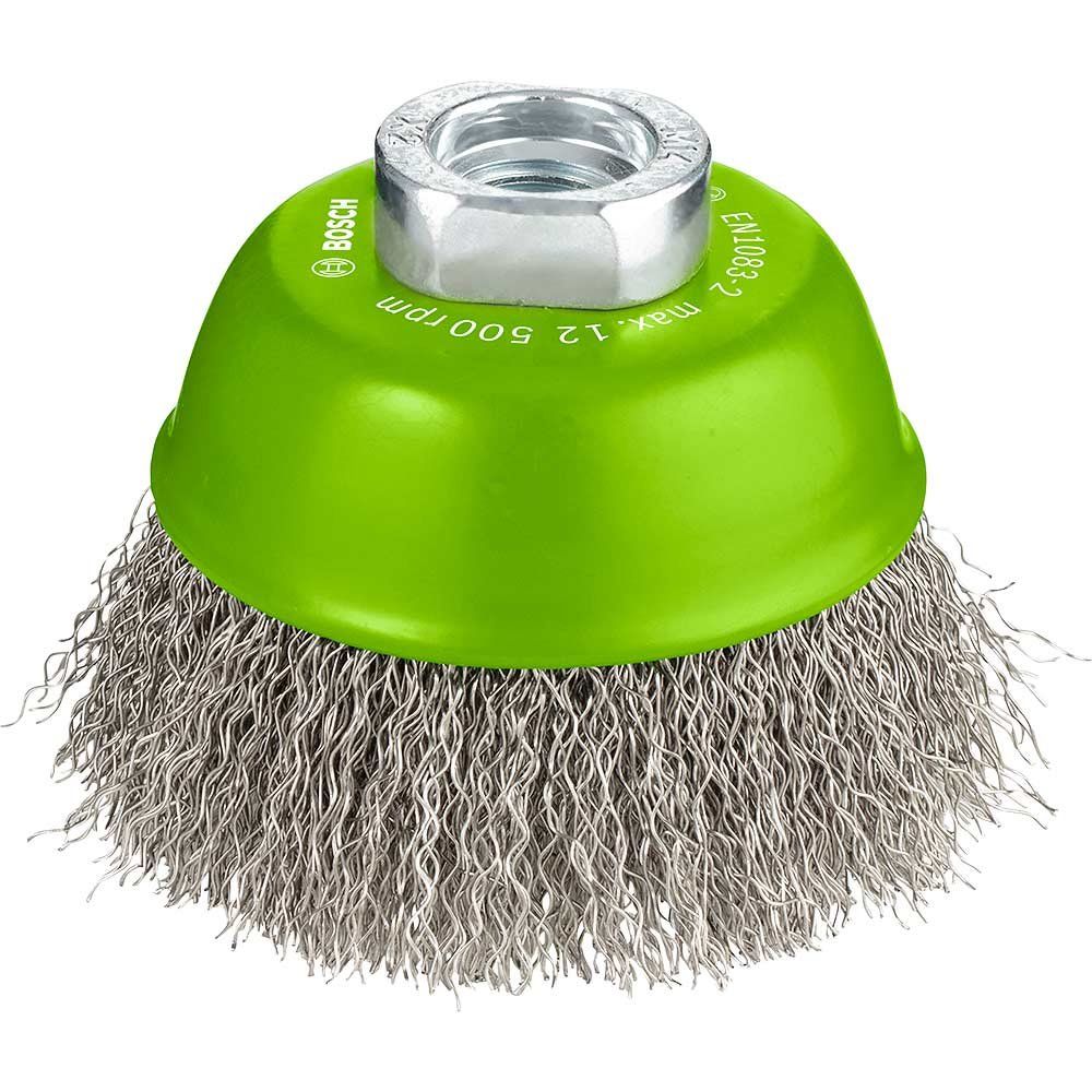 Bosch PRO 0.3mm Inox Crimped Wire Cup Brush 75mm M14 Thread - Image 1
