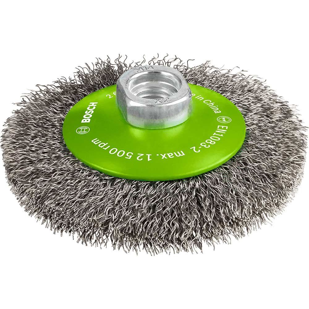 Bosch PRO Conical 0.35mm Inox Crimped Wire Wheel 100mm M14 Thread - Image 1