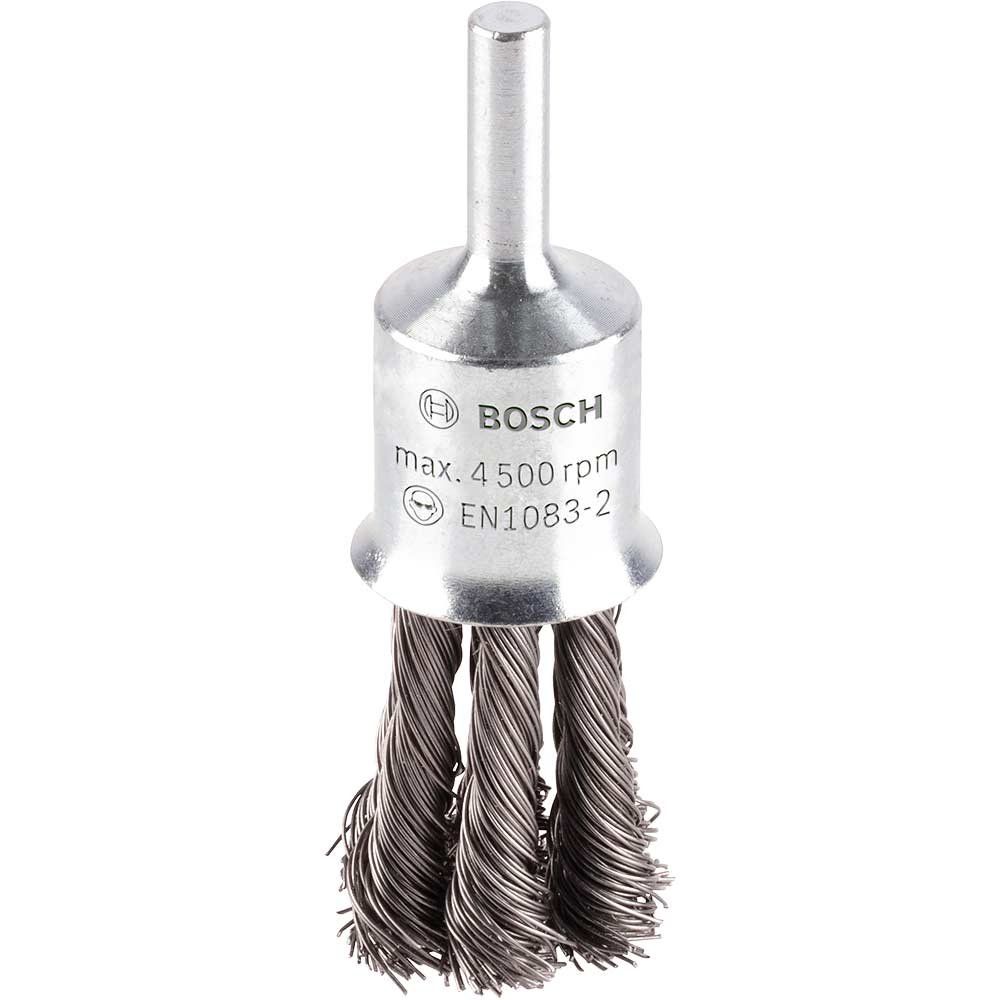 Bosch PRO 0.35mm Knotted Steel Wire Pencil Brush 20mm 6mm Shank - Image 1