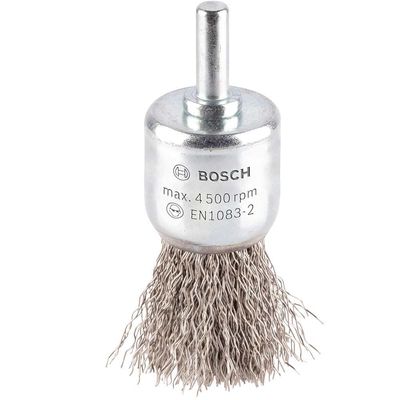 Bosch PRO 0.3mm Crimped Inox Steel Wire Pencil Brush 25mm 6mm Shank