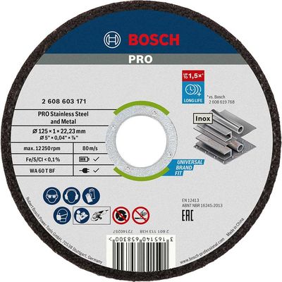 Bosch PRO Rapido Stainless Inox Flat Angle Grinder Fast Cutting Disc 125mm 1mm 22mm