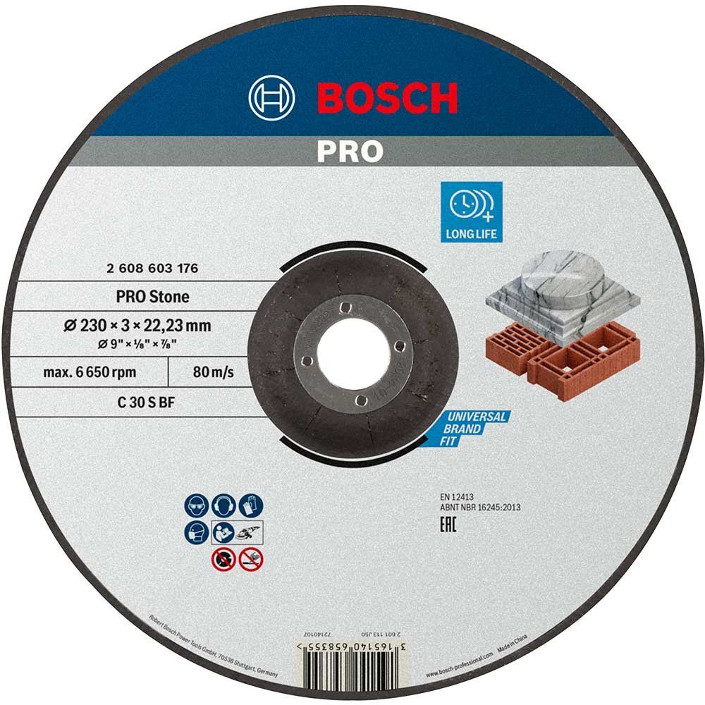 Bosch PRO Depressed Centre Stone Cutting Disc 230mm 3mm 22mm - Image 1