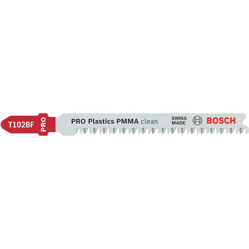 Bosch PRO T102BF Plastic Perspex Cutting Jigsaw Blade Pack of 3 - Image 1