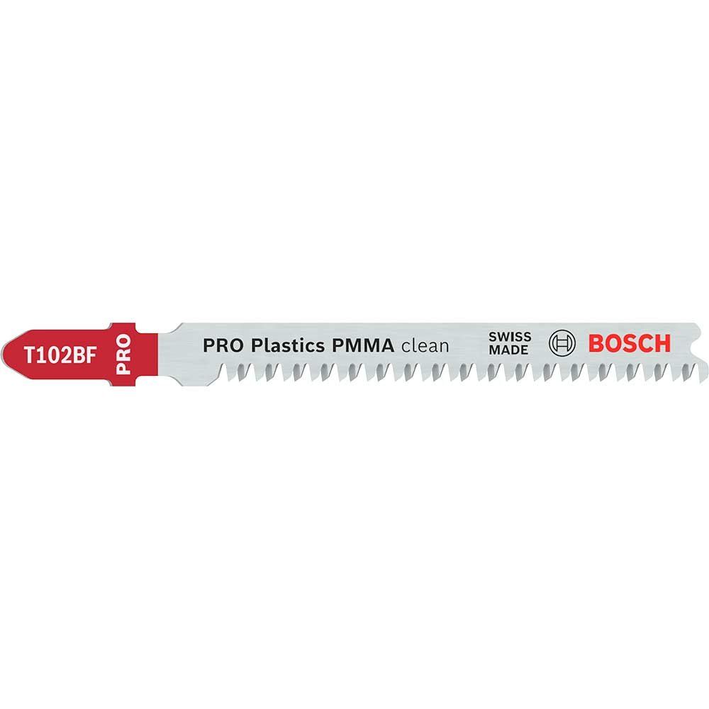 Bosch PRO T102BF Plastic Perspex Cutting Jigsaw Blade Pack of 5 - Image 1