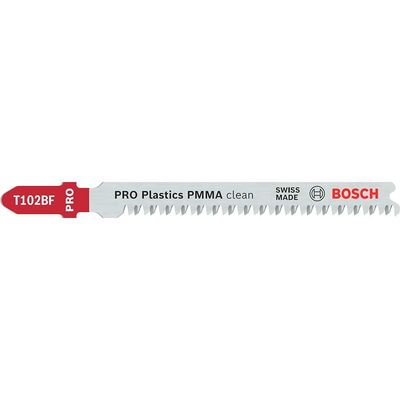 Bosch PRO T102BF Plastic Perspex Cutting Jigsaw Blade Pack of 5
