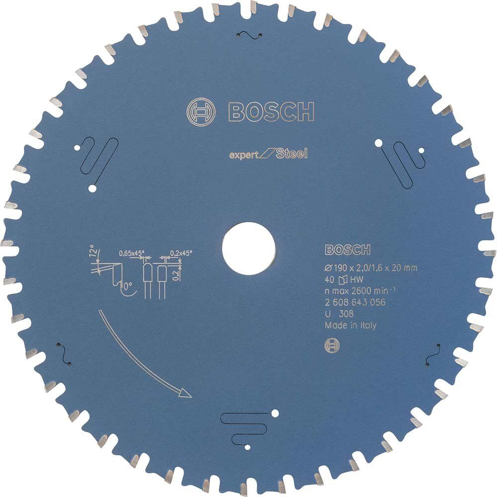 Bosch EXPERT Metal Steel Cutting Saw Blade 190mm 40T 20mm - Image 1