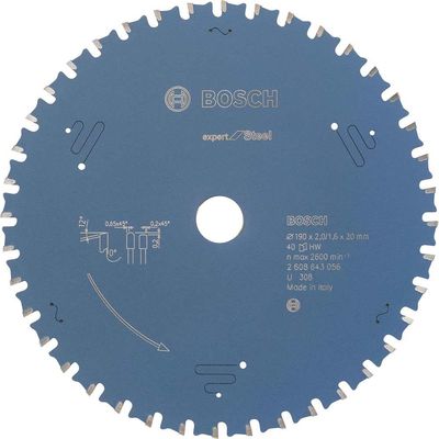Bosch EXPERT Metal Steel Cutting Saw Blade 190mm 40T 20mm