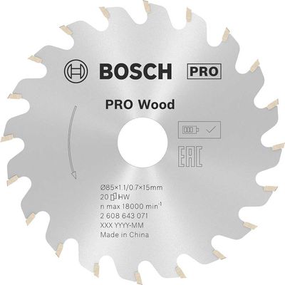 Bosch PRO Wood Cutting Saw Blade 85mm 20T 15mm