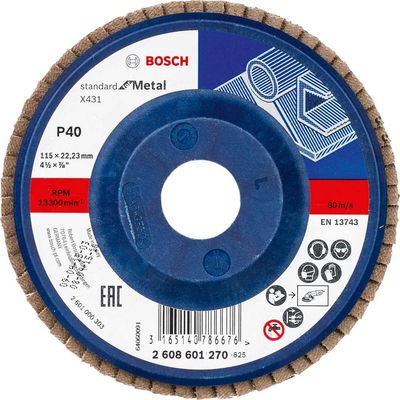 Bosch X431 Metal Flap Disc 115mm 40g Pack of 1