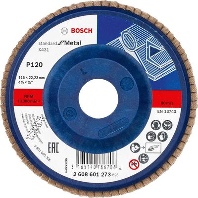 Bosch X431 Metal Flap Disc 115mm 120g Pack of 1