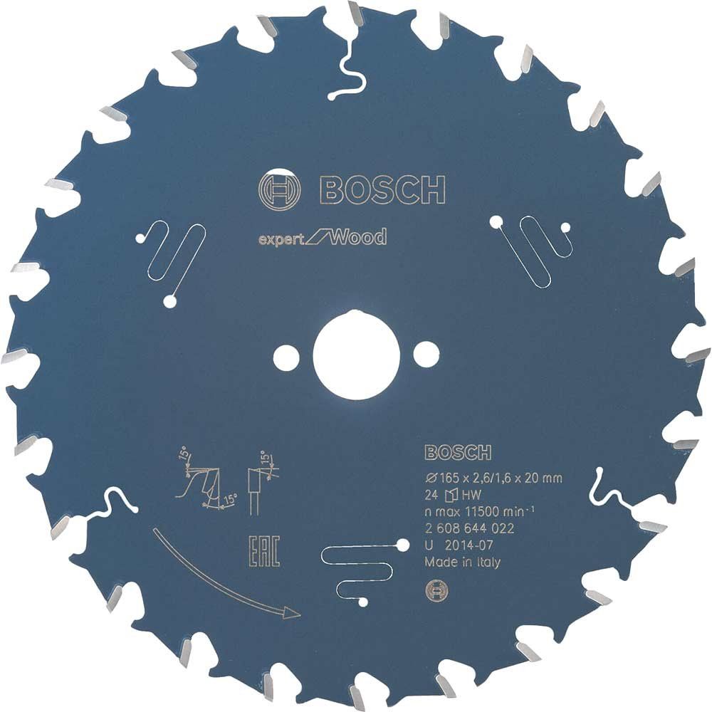Bosch EXPERT Wood Cutting Saw Blade 165mm 24T 20mm - Image 1