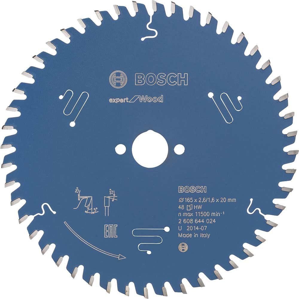 Bosch EXPERT Wood Cutting Saw Blade 165mm 48T 20mm - Image 1