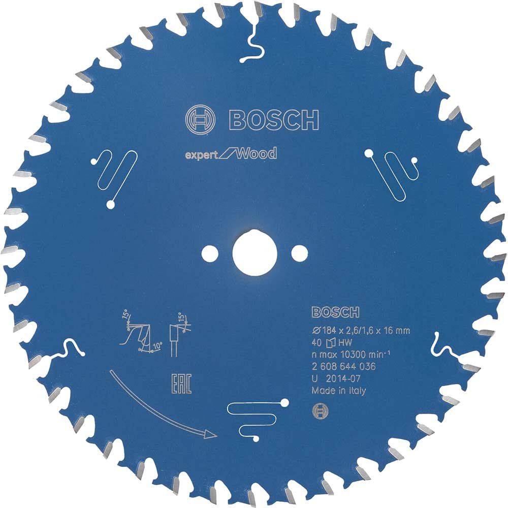 Bosch EXPERT Wood Cutting Saw Blade 184mm 40T 16mm - Image 1