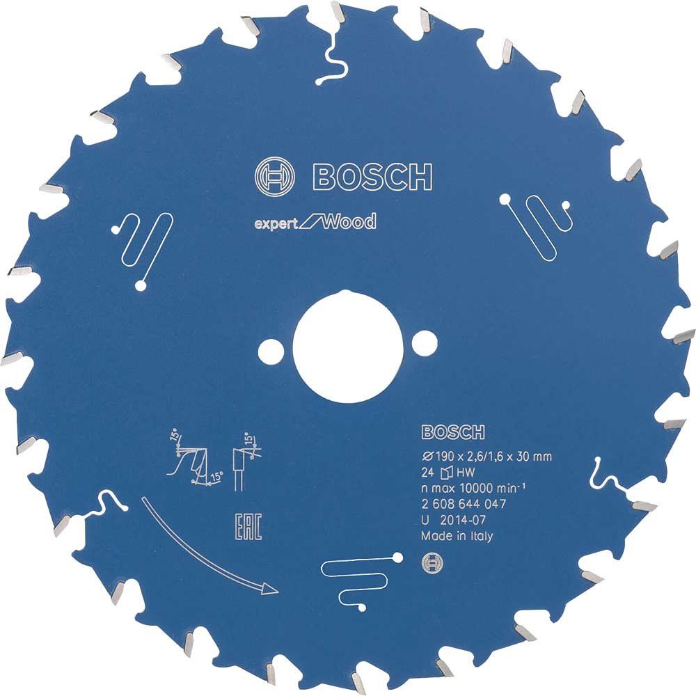 Bosch EXPERT Wood Cutting Saw Blade 190mm 24T 30mm - Image 1