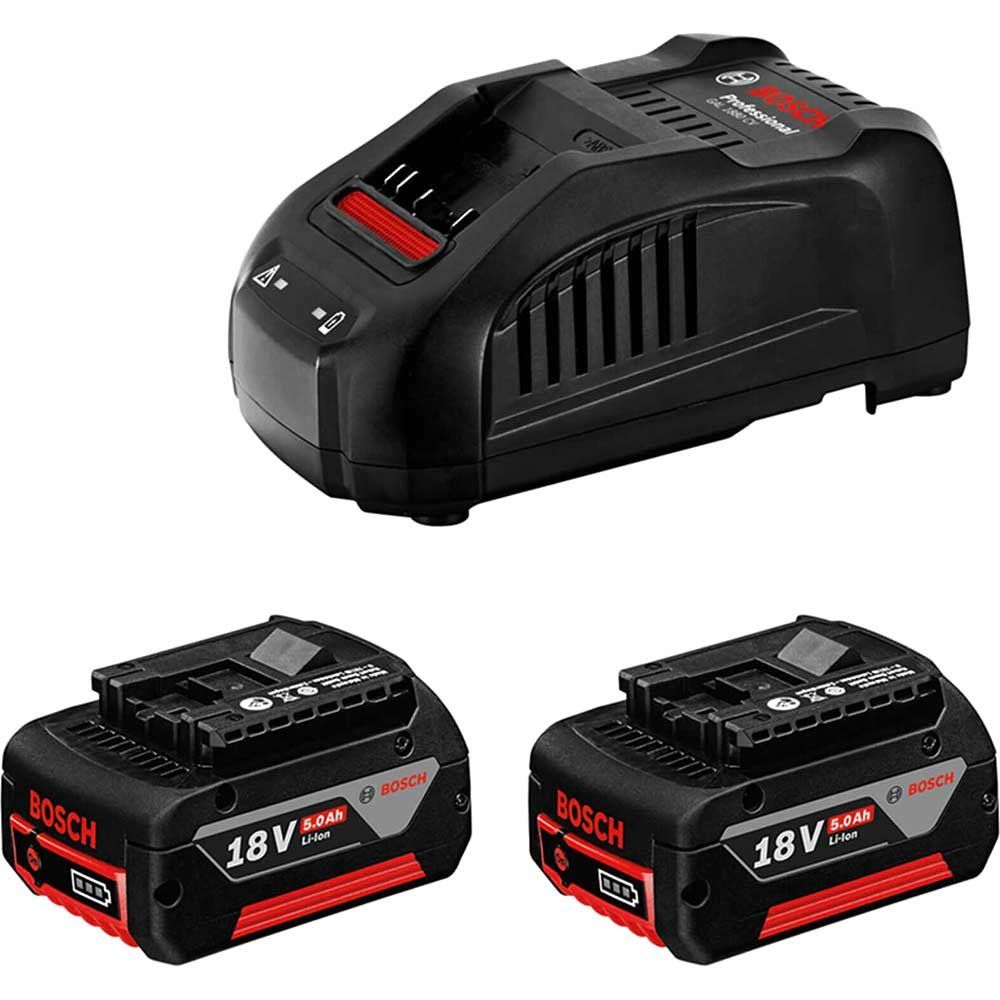 Bosch Genuine BLUE 18v Cordless Twin CoolPack Li-ion Batteries 5ah and Fast Charger 240v - Image 1