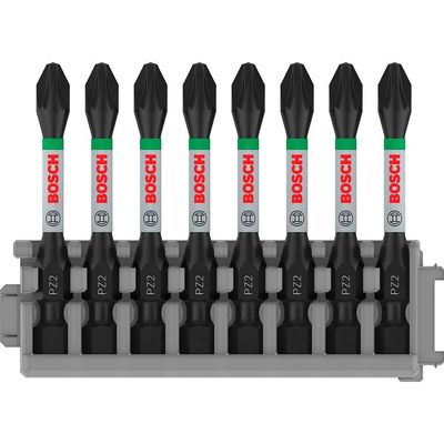 Bosch PRO 8 Piece Impact Control Pozi PZ2 Screwdriver Bit Set