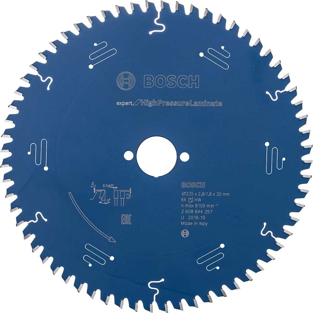 Bosch EXPERT High Pressure Laminate Cutting Saw Blade 235mm 64T 30mm - Image 1