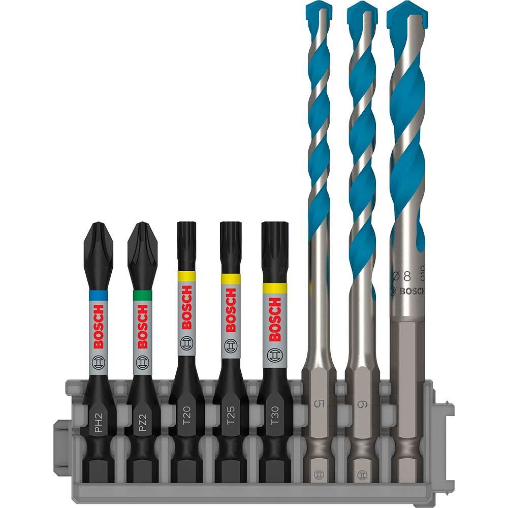 Bosch 8 Piece Impact Screwdriver and Multi Construction Drill Bit Set - Image 1
