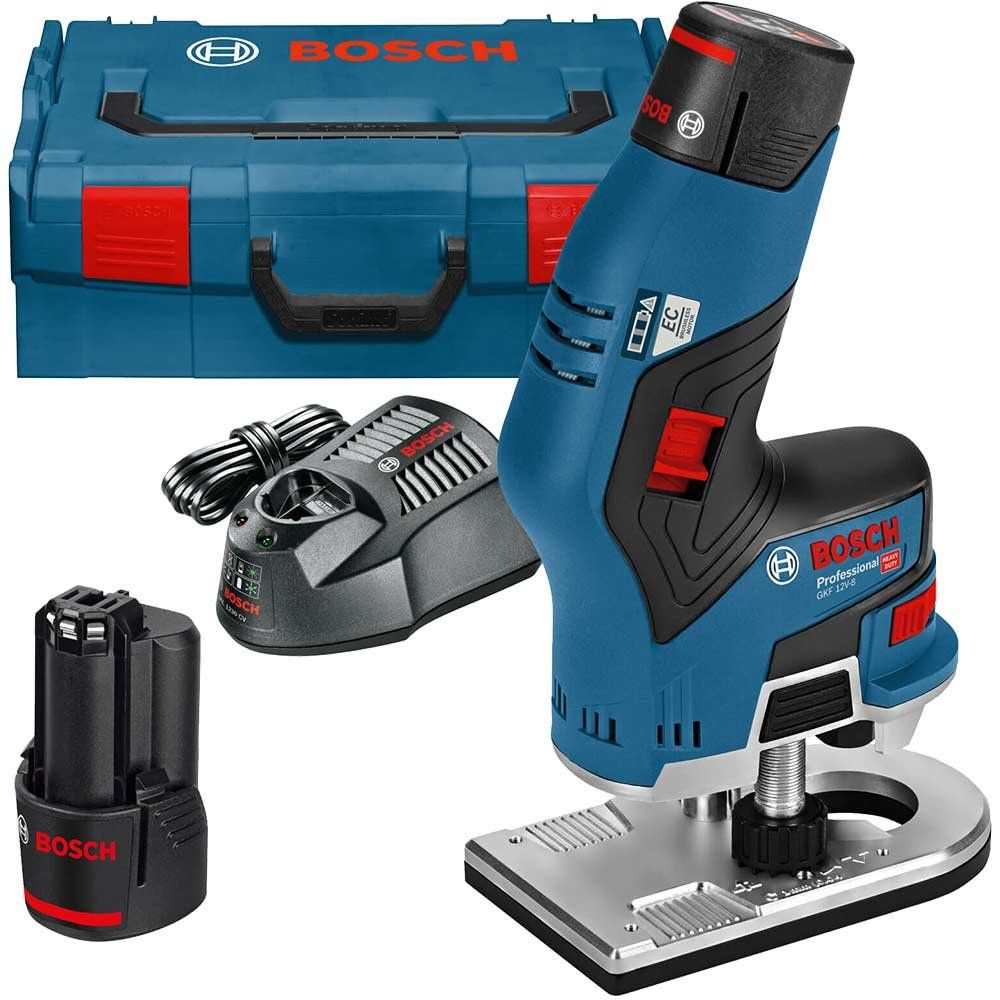 Bosch GKF 12 V-8 12v Cordless Fixed Base Palm Router 2 x 3ah Li-ion Battery Charger Case - Image 1
