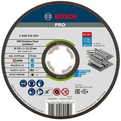 Bosch PRO X Lock Rapido Metal and Inox Cutting Disc 125mm 1mm 22mm