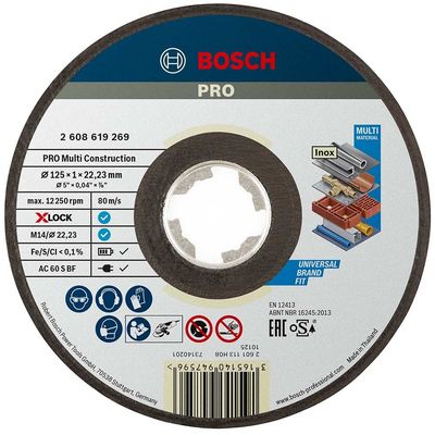 Bosch PRO X Lock MultiConstruction Multi Material Cutting Disc 125mm 1mm 22mm