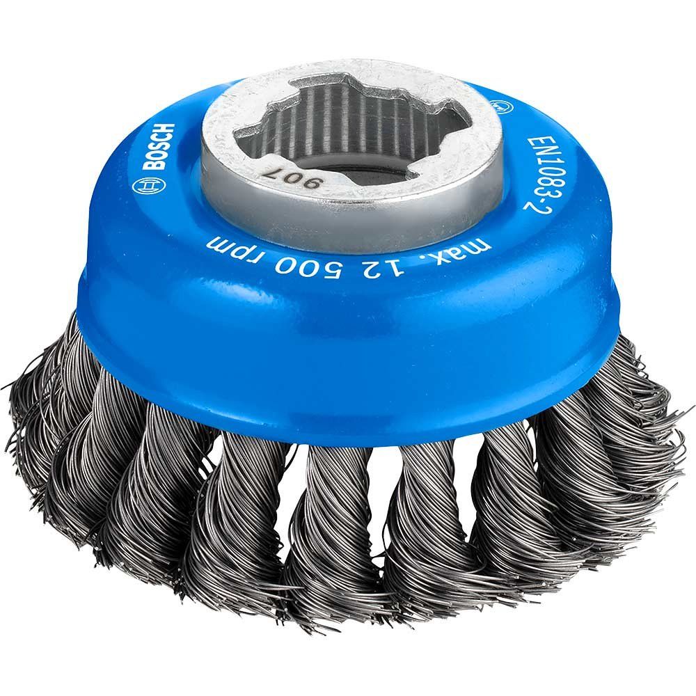 Bosch PRO X Lock Knotted Steel Wire Cup Brush 0.35mm 75mm X-Lock - Image 1
