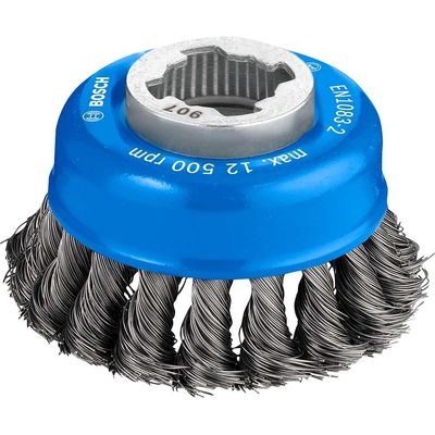 Bosch PRO X Lock Knotted Steel Wire Cup Brush 0.35mm 75mm X-Lock