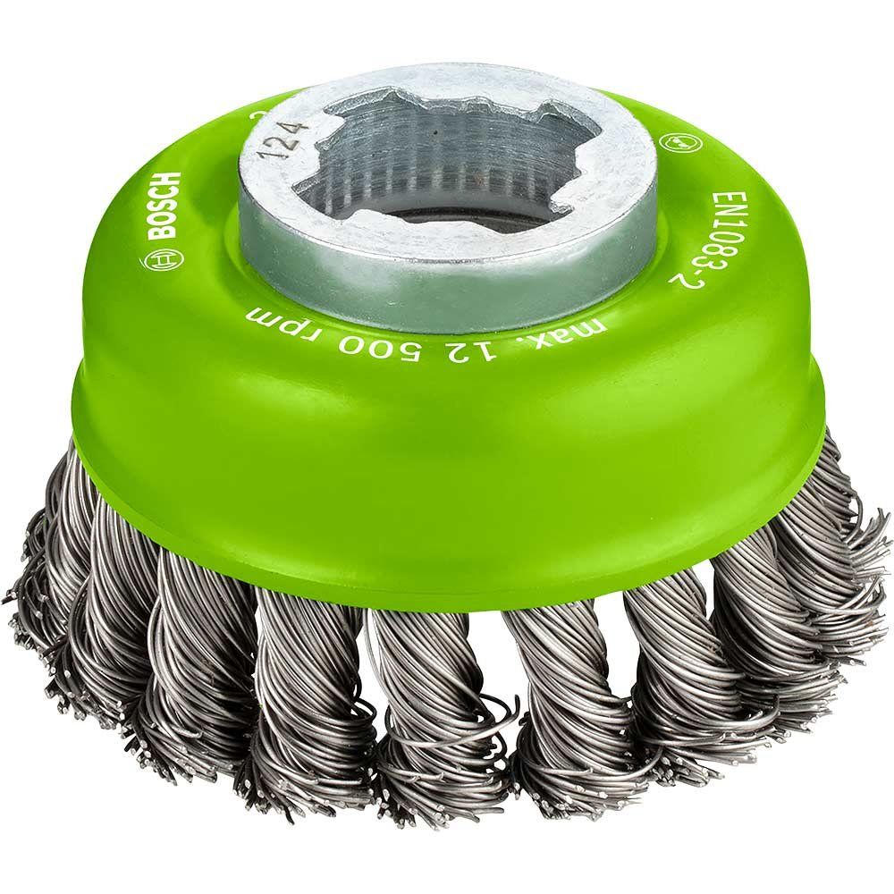Bosch PRO X Lock Knotted Stainless Steel Wire Cup Brush 75mm X-Lock - Image 1