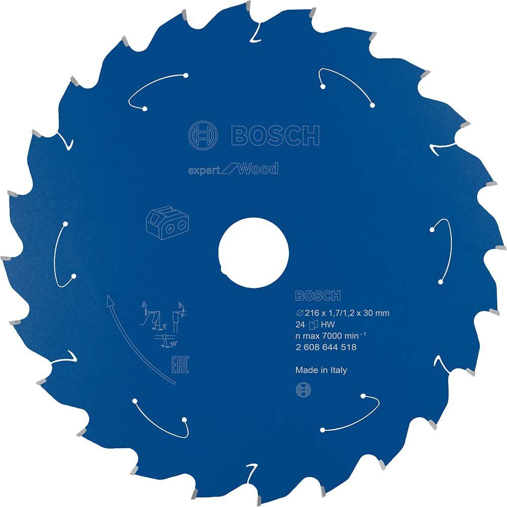 Bosch EXPERT Wood Cutting Cordless Mitre Saw Blade 216mm 24T 30mm - Image 1