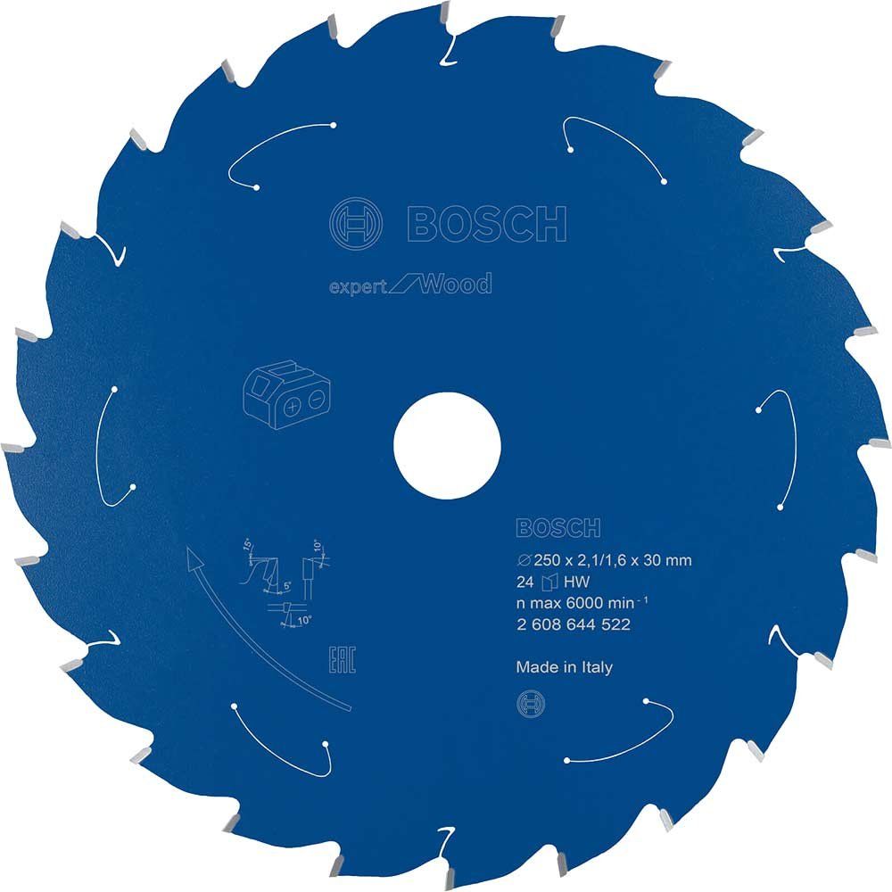 Bosch EXPERT Wood Cutting Cordless Mitre Saw Blade 250mm 24T 30mm - Image 1