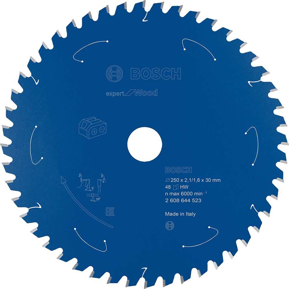 Bosch EXPERT Wood Cutting Cordless Mitre Saw Blade 250mm 48T 30mm - Image 1
