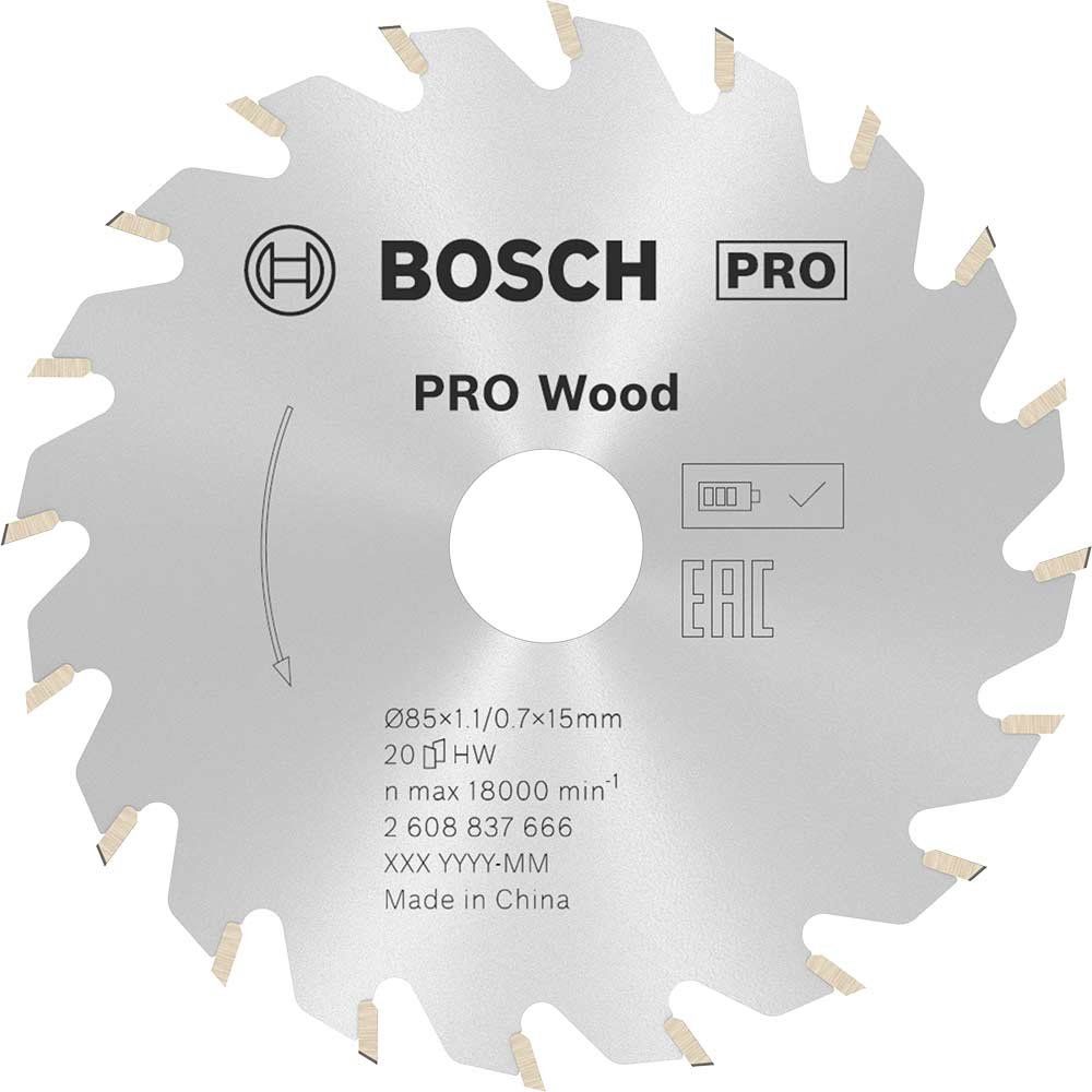 Bosch PRO Cordless Wood Cutting Circular Saw Blade 85mm 20T 15mm - Image 1